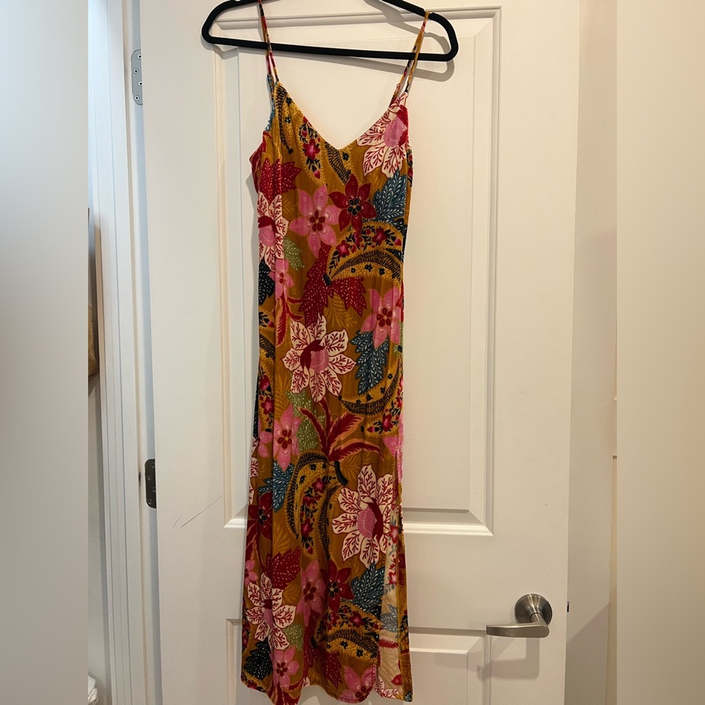 FARM Rio Orange Spaghetti Strap Midi Sundress